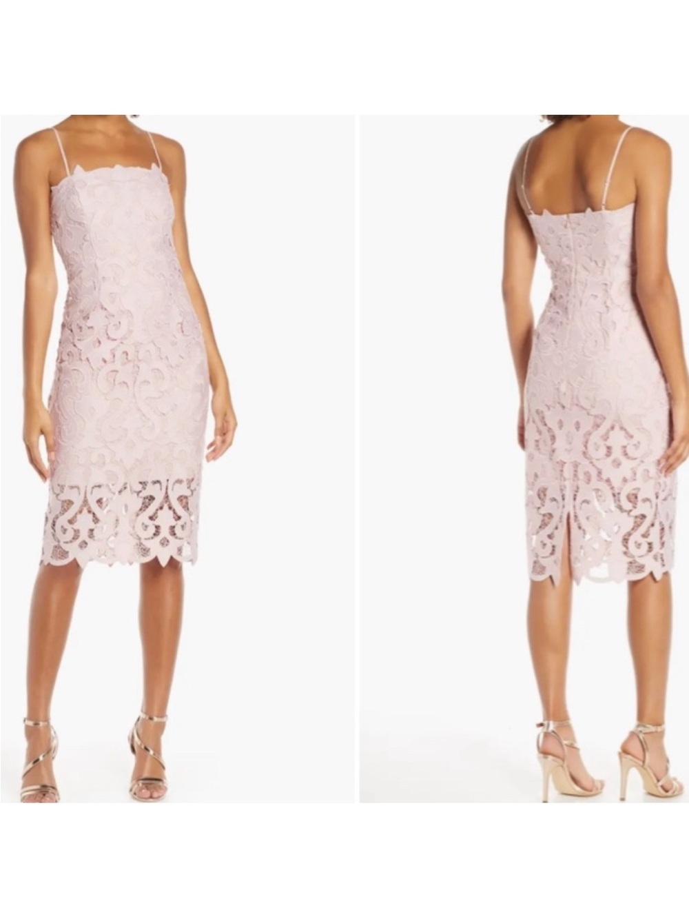 Bardot Blush Pink Lace Midi Dress